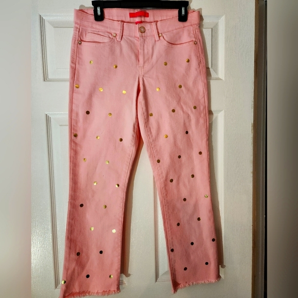 Lilly Pulitzer pink gold polka dot jeans - Picture 1 of 2